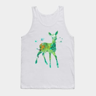 Green Fawn Watercolor Painting Tank Top